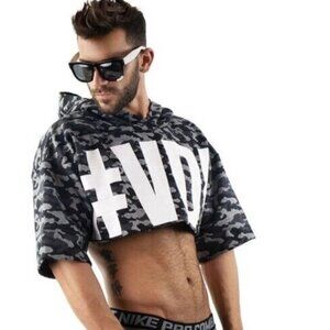 Viadellerose #VDR Streetwear Printed Grey Camo Crop Hoodie Pride One Size